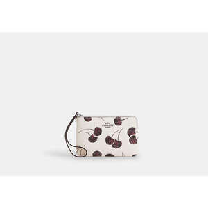 COACH Corner Zip Wristlet With Cherry Print NWT